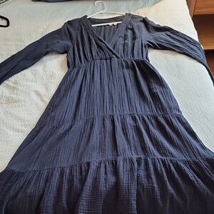 Xirena  Navy Blue Cotton Gauze Dress Sz Large